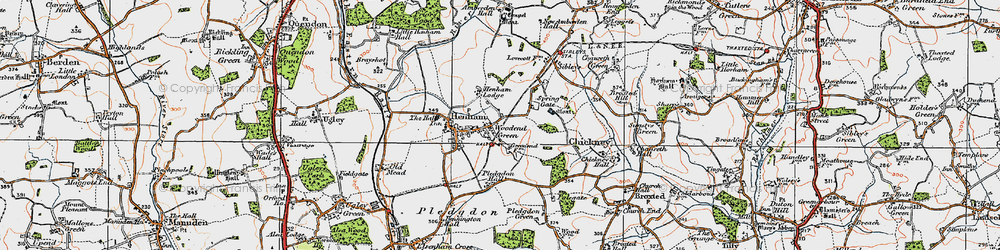 Old map of Woodend Green in 1919