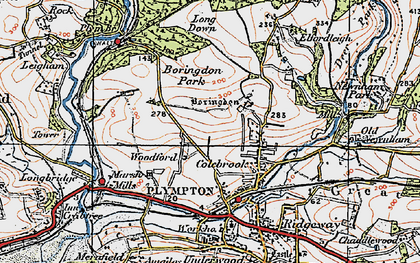 Old map of Boringdon Hall (Hotel) in 1919