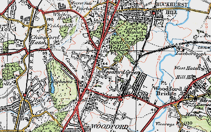 Old map of Woodford Wells in 1920