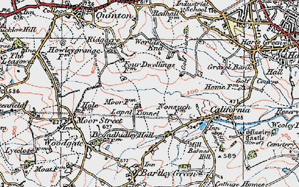 Old map of Woodgate Valley in 1921