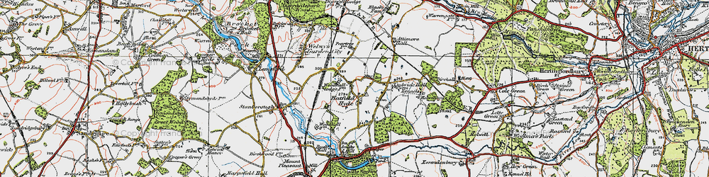 Old map of Woodhall in 1920