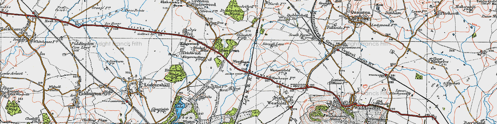Old map of Woodham in 1919
