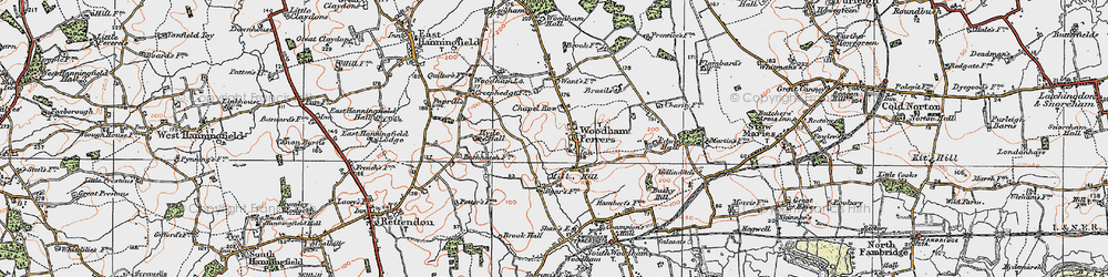 Old map of Woodham Ferrers in 1921