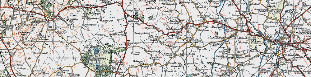 Old map of Woodhey Green in 1921
