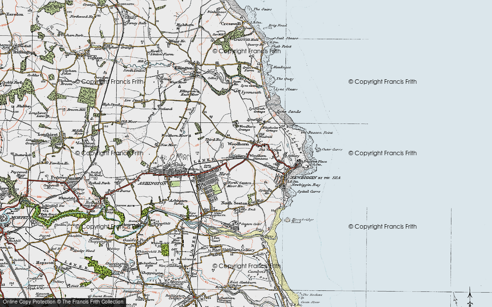 Old Map of Historic Map covering Beacon Point in 1925