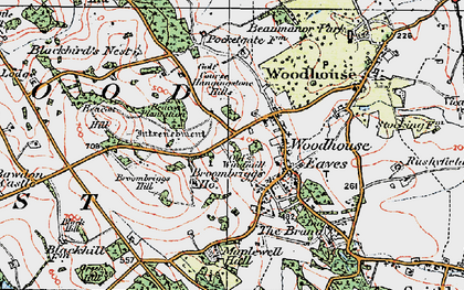 Old map of Woodhouse Eaves in 1921