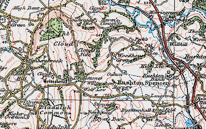 Old map of Woodhouse Green in 1923
