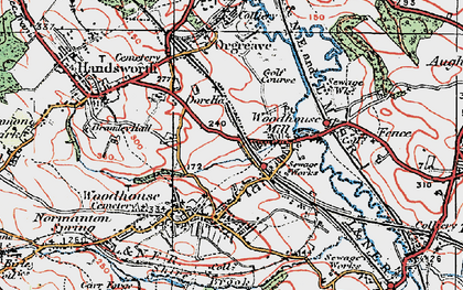 Old map of Woodhouse Mill in 1923