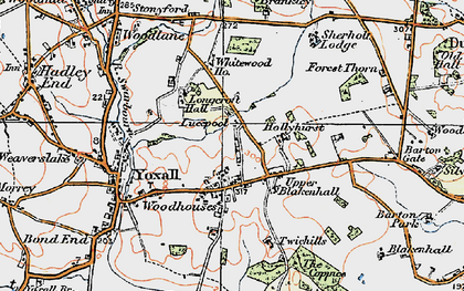 Old map of Woodhouses in 1921