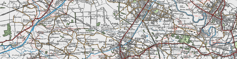 Old map of Woodhouses in 1923