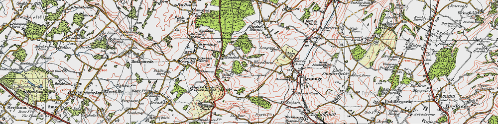 Old map of Woodland in 1920