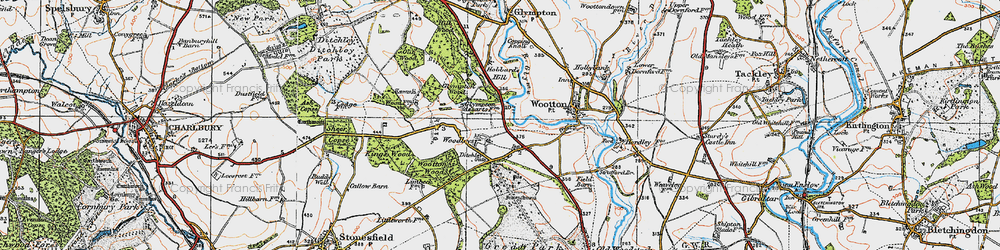 Old map of Wootton Wood in 1919