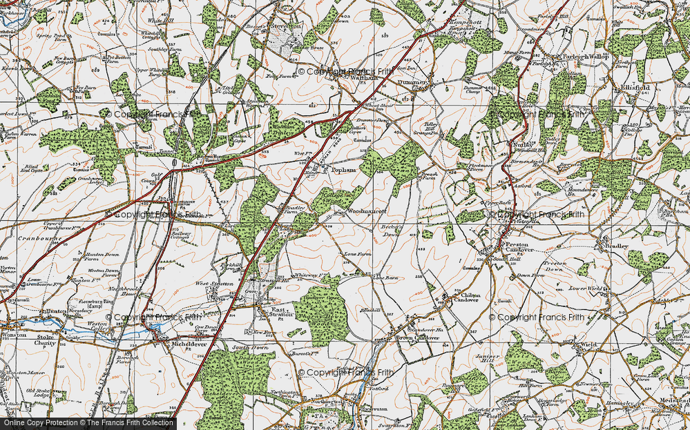 Old Map of Historic Map covering Becket's Down in 1919