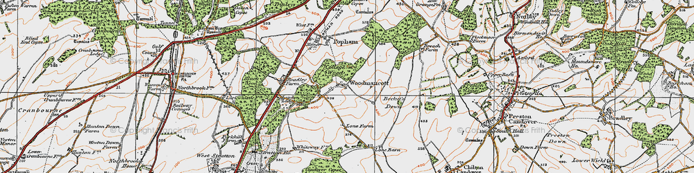Old map of Woodmancott in 1919