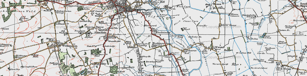 Old map of Woodmansey in 1924