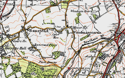 Old map of Woodmansterne in 1920
