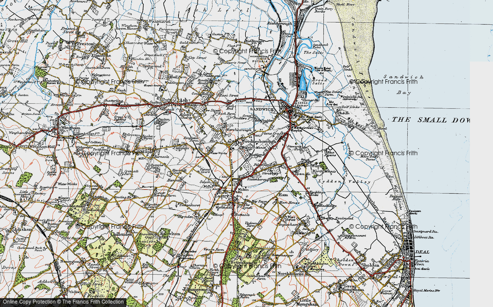 Old Map of Woodnesborough, 1920 in 1920