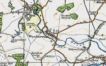 Old map of Woodnewton in 1922