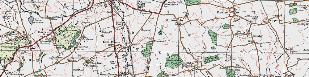 Old map of Boothby Great Wood in 1922