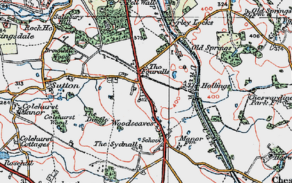 Old map of Woodseaves in 1921
