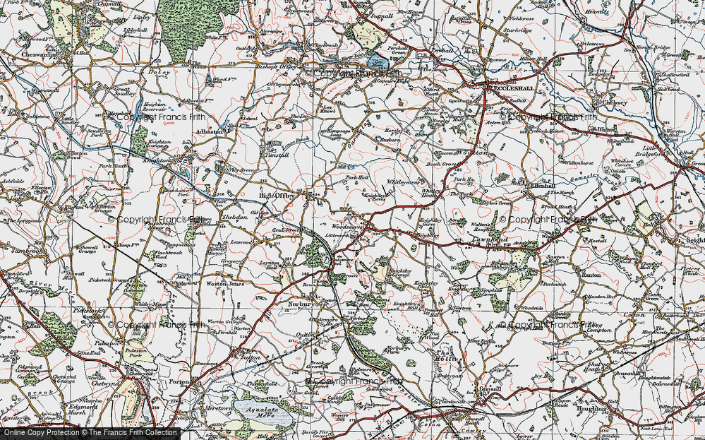 Old Map of Woodseaves, 1921 in 1921