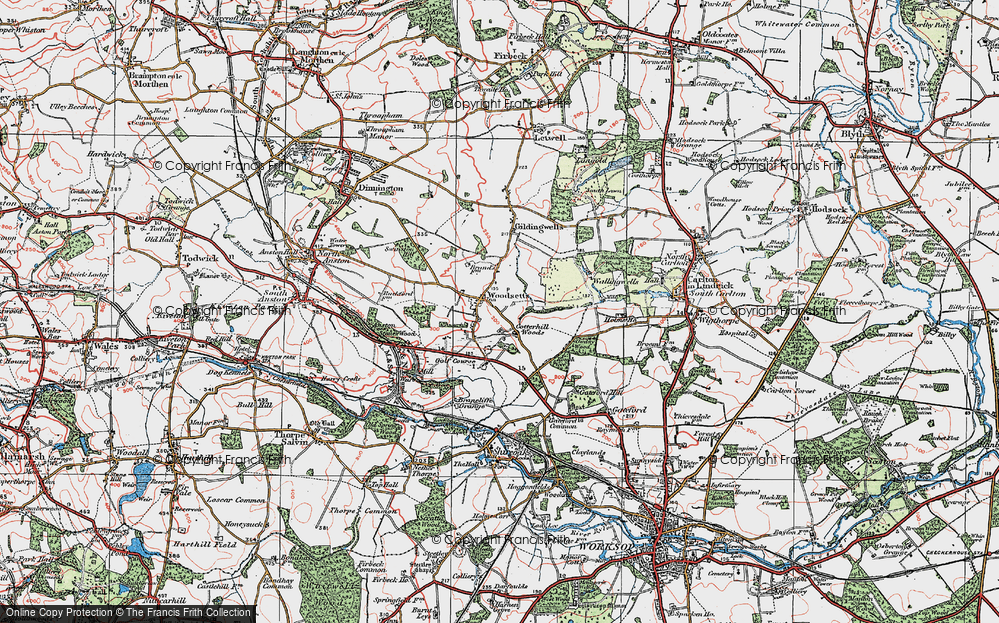 Old Map of Woodsetts, 1923 in 1923