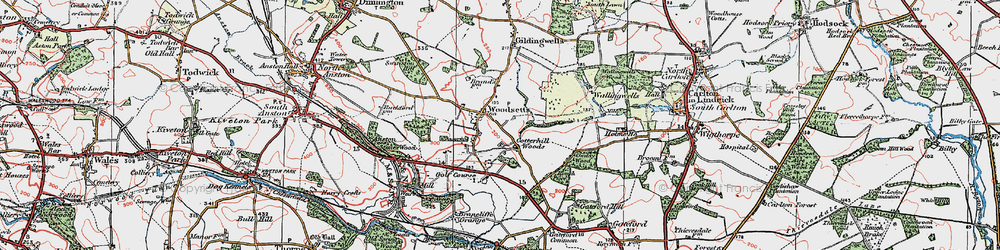 Old map of Woodsetts in 1923