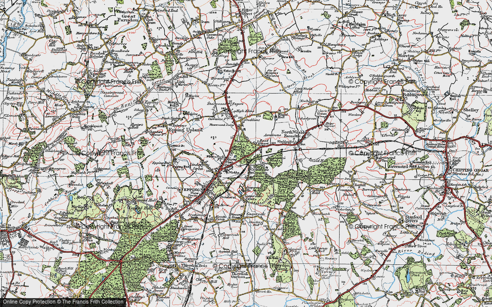 Old Map of Historic Map covering Woodlands in 1920