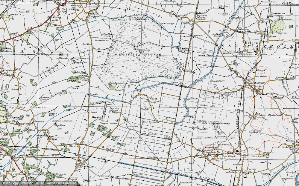 Old Map of Historic Map covering Wroot Grange in 1923