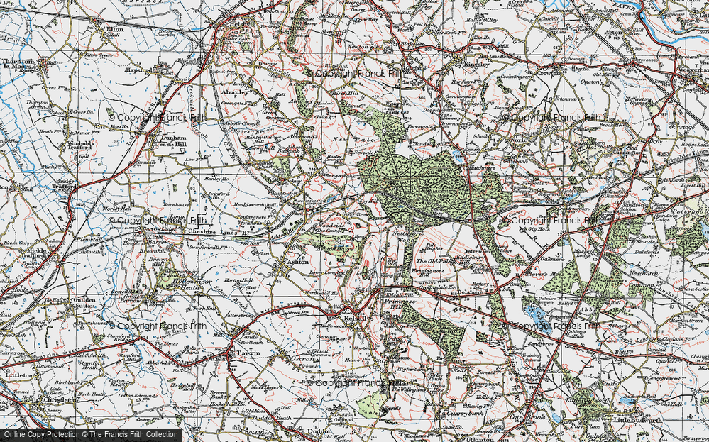 Old Map of Historic Map covering Brine's Brow in 1923