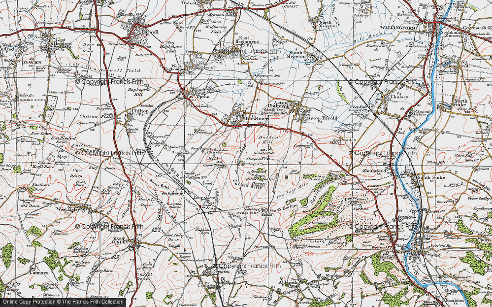 Old Map of Historic Map covering Ashton Upthorpe Downs in 1919