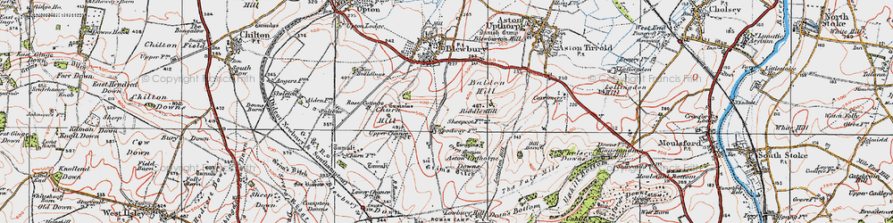 Old map of Ashton Upthorpe Downs in 1919