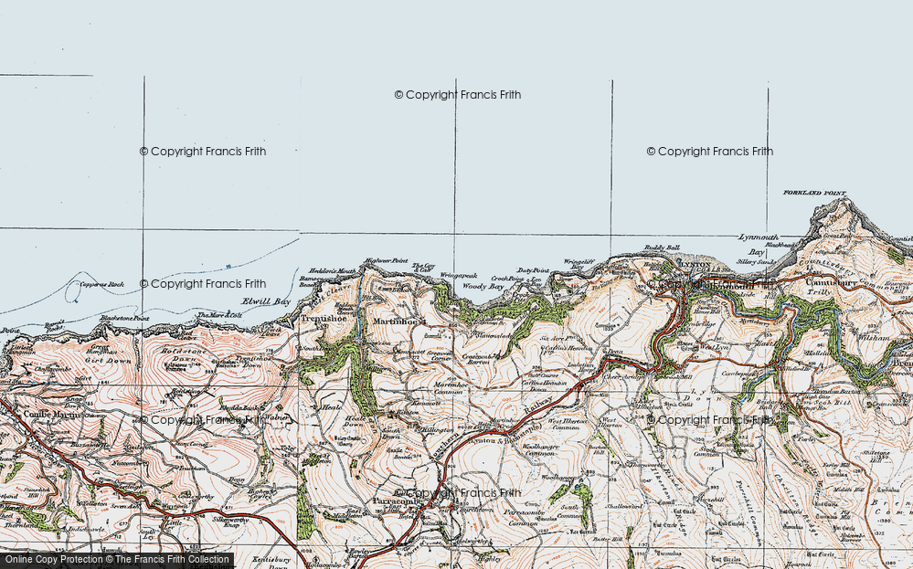 Old Map of Woody Bay, 1919 in 1919