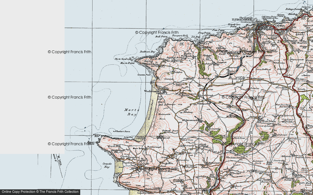 Old Map of Historic Map covering Woolacombe Sand in 1919