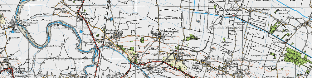 Old map of Woolavington in 1919