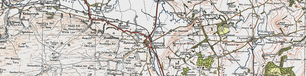 Old map of Wooler in 1926