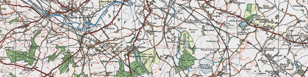 Old map of Woolgreaves in 1925