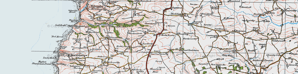Old map of Woolley in 1919