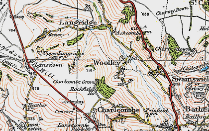 Old map of Woolley in 1919