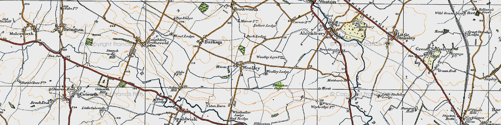 Old map of Woolley in 1920