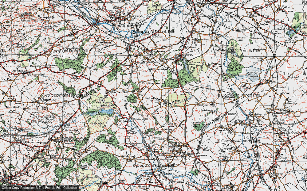 Old Map of Historic Map covering Woolley Edge in 1924