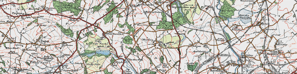 Old map of Woolley Edge Service Area in 1924
