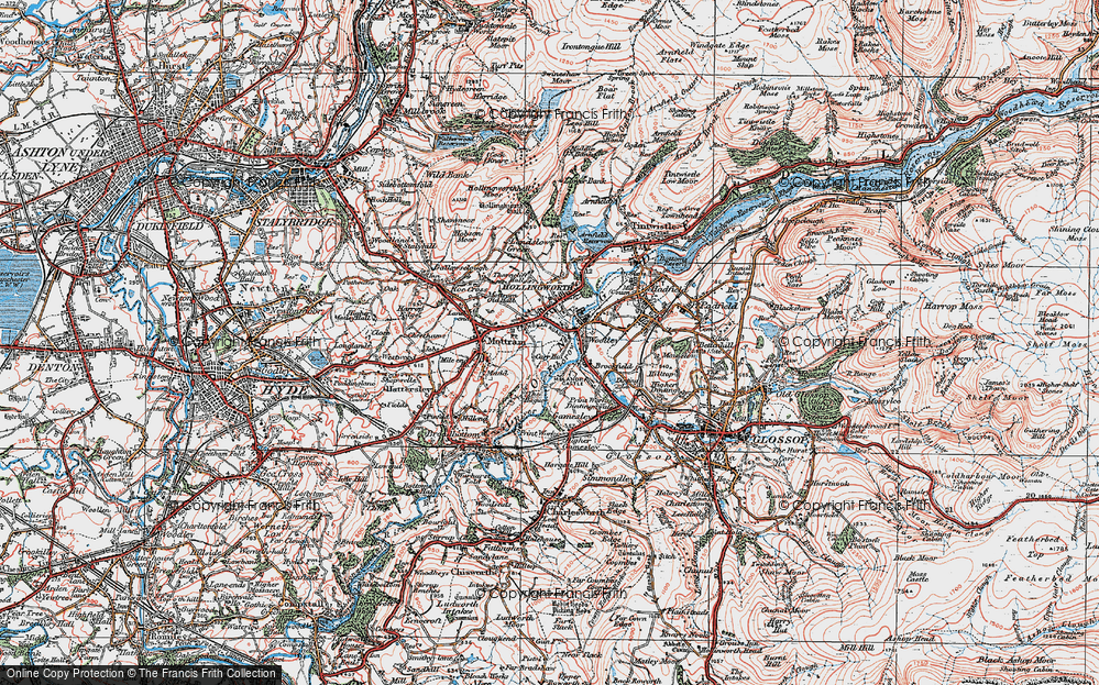 Old Map of Woolley Bridge, 1924 in 1924