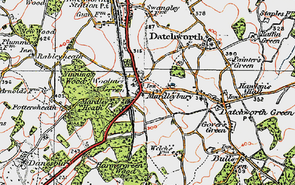 Old map of Woolmer Green in 1920