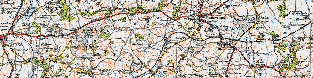 Old map of Woolminstone in 1919