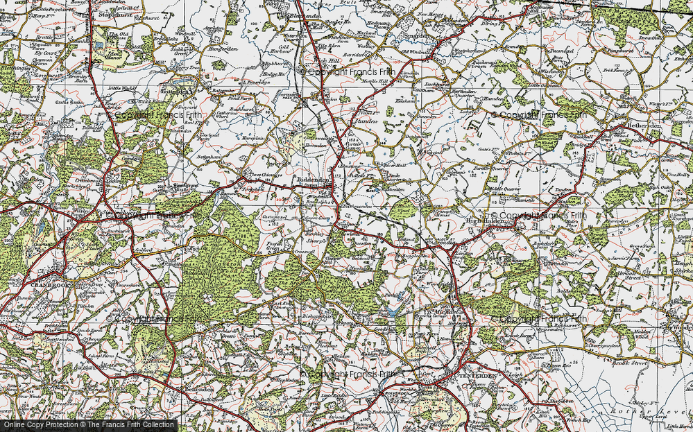 Old Map of Historic Map covering Woodlands in 1921