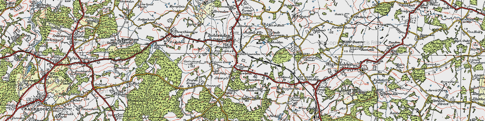 Old map of Woolpack Corner in 1921