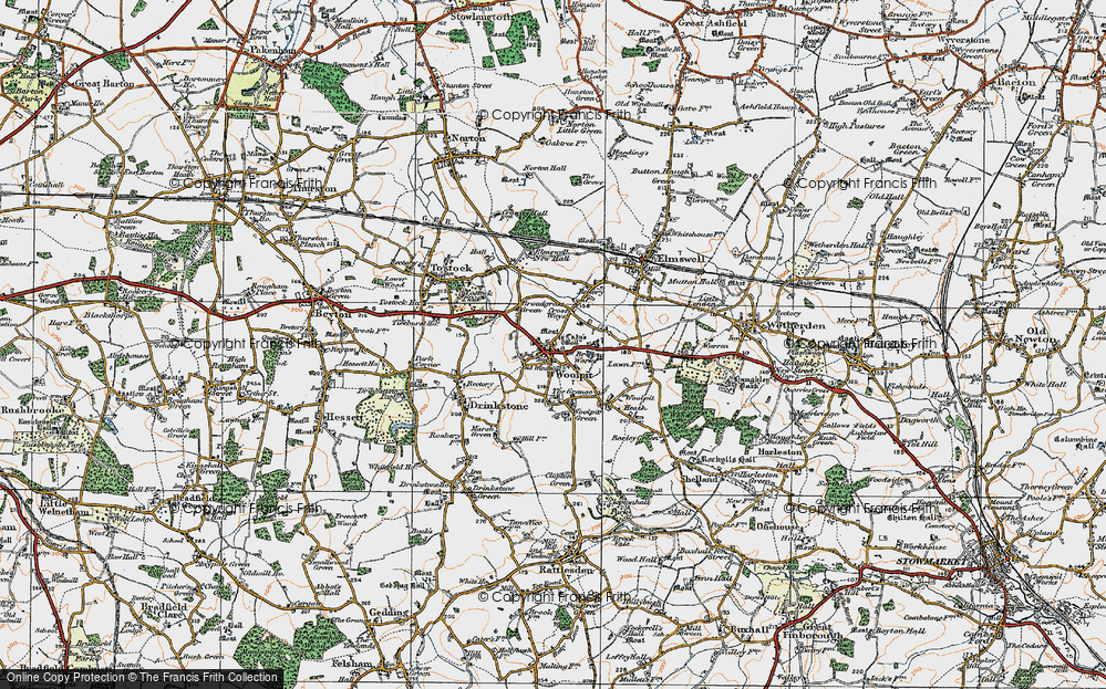 Old Map of Woolpit, 1921 in 1921
