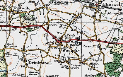 Old map of Woolpit in 1921