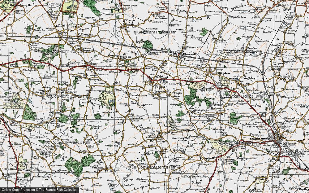 Old Map of Woolpit Green, 1921 in 1921